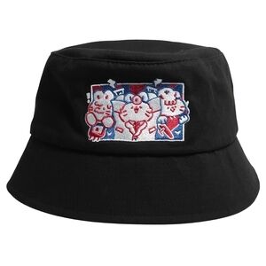 Akanyte Anime Cotton Bucket Hat Black One Size
